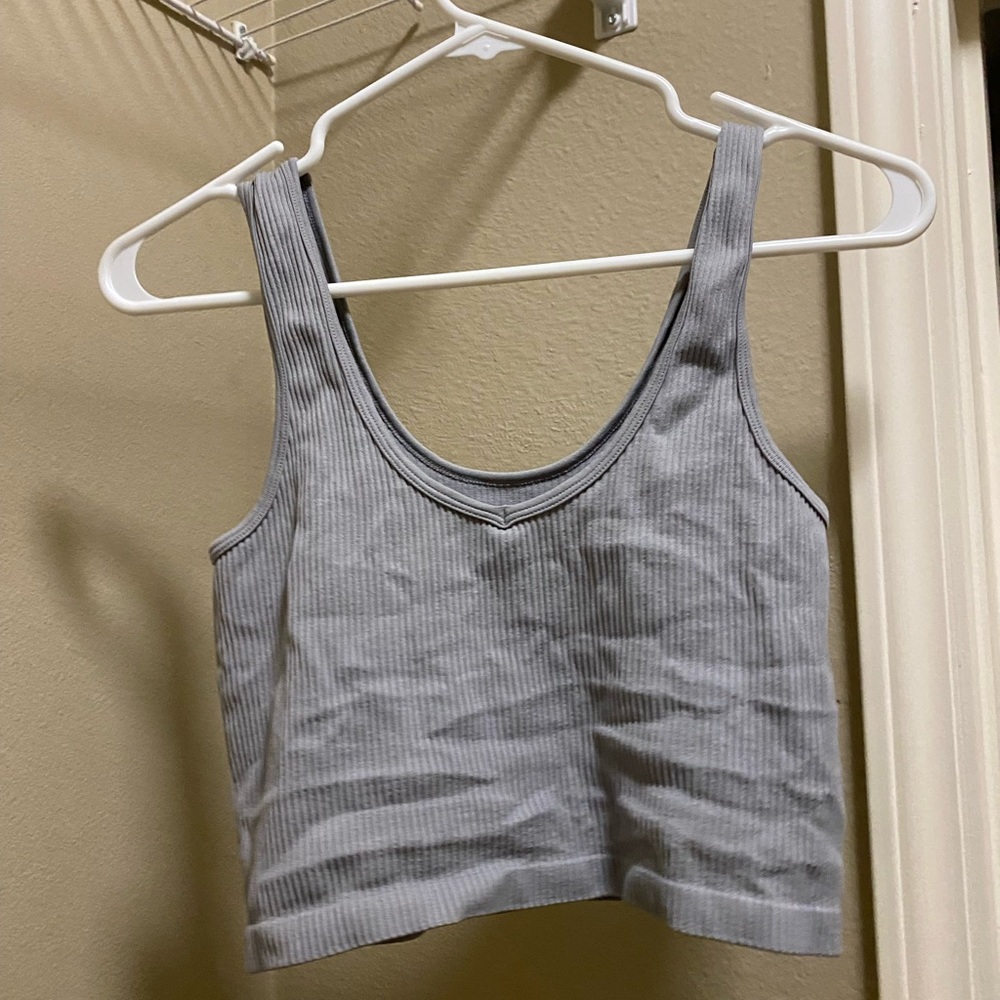 Gray Ribbed Tank Top